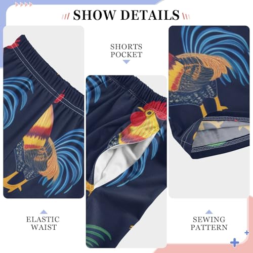 ZZXXB Colorful Rooster Boys Long Pants Soft Trousers Elastic Waist Kids Lounge Bottoms with Pockets S-XL4