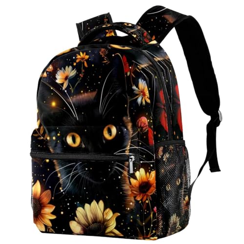 Sac à dos de voyage chat noir confortable contre la fatigue du dos