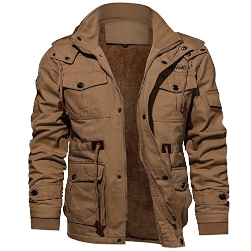 Men's Winter Coats Thick Thermal Fleece Lined Military Cargo Jacket Army Bomber Jacket
