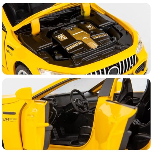 Image of BlackZone 1 /32 Compatible for Marceedes AMGG Benz GT63 Toy Car Metal Pull Back Diecast Car with Openable Door and Sound Light, Gifts Toys for Kids (Yellow) Car