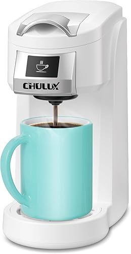 Miniatura 6 de CHULUX Cafetera clásica de una sola porción para taza K, cafetera fácil de un botón para oficina, RV, viajes y dormitorio, aguamarina