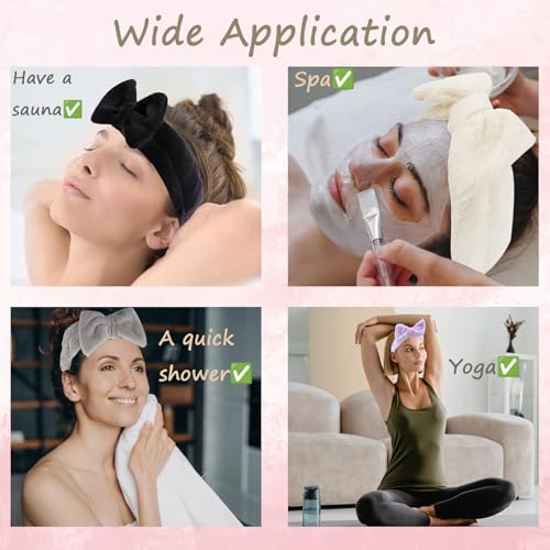 12 Pcs Coral Velvet Spa Headband and Wristbands Set, Makeup and Skincare Headbands and Hair Ties for Women, Soft Stretchy Facial Headband and Wristbands for Face Washing - Image 6