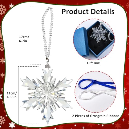Crystal Christmas Ornaments 2026, Glass Snowflake Ornaments for Christmas Tree, Sparkle Crystal Star Ornament Gift for Women, Unique Pretty Beautiful Xmas Tree Decor — view 5