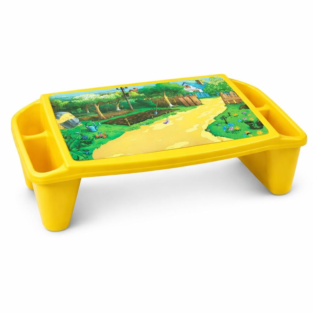 Kids Plastic Multipurpose Game Printed Side Storage Eating, Study, Art & Craft, Games, Drawing, Activity Bed Table – Yellow