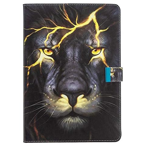 WDSUN Case for iPad 9.7-inch 2018/2017 (6th/5th Generation), iPad Air 1, iPad Air 2, Slim Leather Case Shockproof Multi-Angle Viewing Folio Stand Cover Protective Shell with Card Slots, Lion Cover