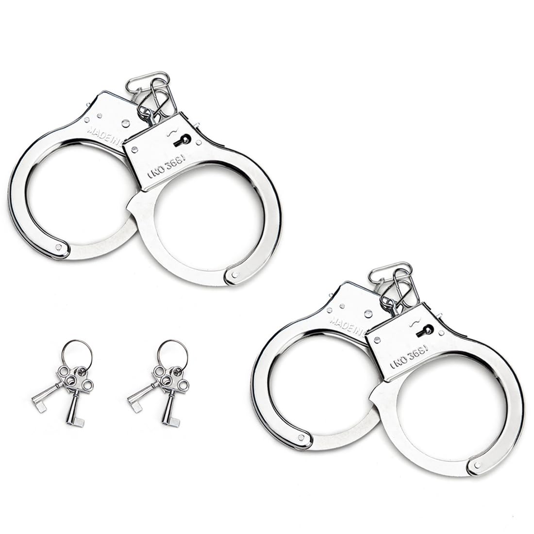 EIHI 2 pièces Manette in Metallo con Chiavi Manette Polizia Vero Manette Giocattoli Gioco per Bambini Giocattolo della Polizia Giocattolo Accessori Ruolo Vestito Operato Palla Puntello