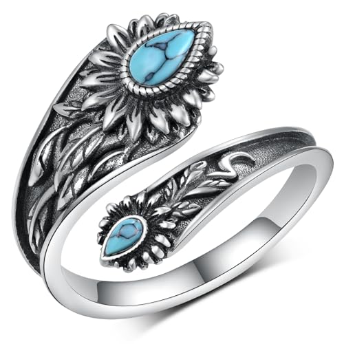 Bague cuillère tournesol argent résolvant les problèmes de peau sensible