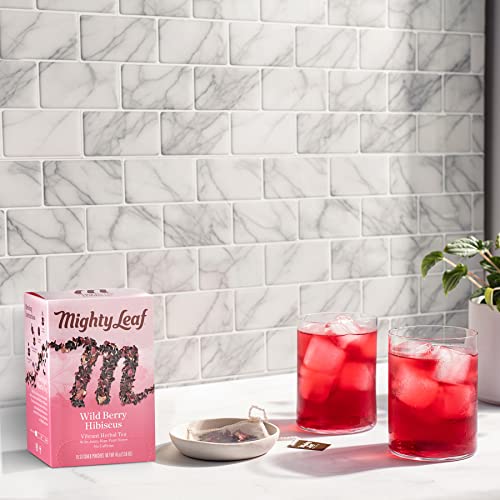 Mighty Leaf Tea, Herbal Whole Leaf Tea Bags - Wild Berry Hibiscus - Caffeine Free - Blended With Elderberry, Blueberry & Strawberry Flavors - 90 Count (6 Boxes Of 15 Tea Bags) #TOP2
