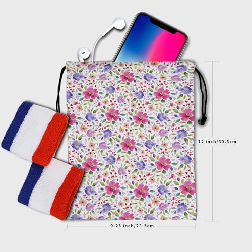 Image of Nerxy Floral Grip Bag - Spring Gymnastics Grip Bag Summer Gymnasts Gym Bag Pink Flower Drawstring Gift Bag Gym Storage Pouch for Sports Party Favors