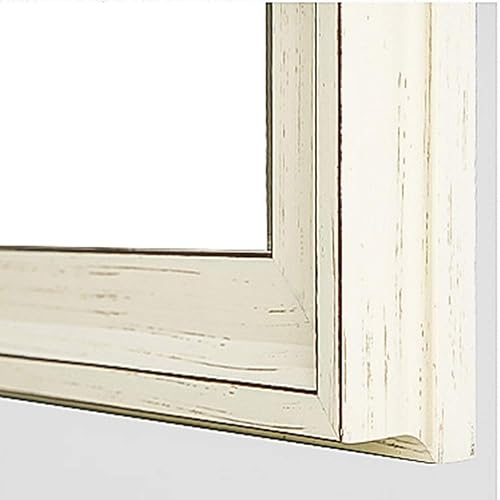 PRMAL Espejos espejo de baño con borde blanco europeo espejo de maquillaje cuadrado HD a prueba de explosiones espejo de pared para sala de estar