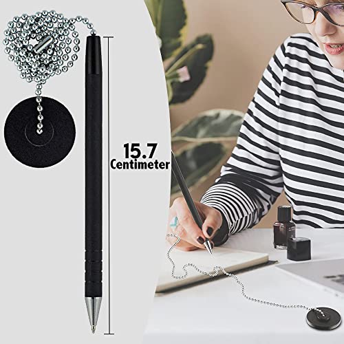 1InTheOffice Caneta de segurança de balcão, porta-canetas com corrente para mesa, preto, pacote com