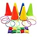 Aytai 3 in 1 Party Games Set - Soft Traffic Cone Bean Bags Ring Toss Games for Indoor Outdoor Family Game Birthday Party Supplies