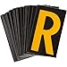 Brady 5890 Series Reflective Number and Letter Labels, 1.875" H x 1.375" W, Pack of 25 Labels, Yellow on Black, R