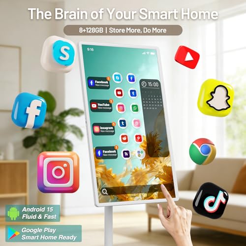 Image of KEFEYA 32 inch Portable Smart TV, FHD Touchscreen Rolling TV with Swivel Stand, Voice Remote, Android 15, 8GB RAM+128GB Storage, Built-in Battery (6-8Hrs), EDLA-Certified, 20W Stereo