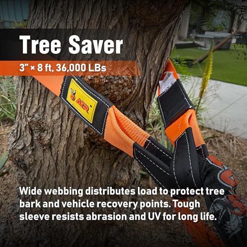 Image of Off-Road Recovery Kit Tree Saver Strap, Soft Shackles & Recovery Ring | 36,000 lb Tree Saver Strap, Two 41,200 lb Soft Shackles & 66,000 lb Recovery Ring for Safe Off-Road Recovery
