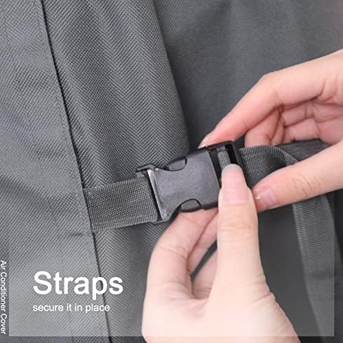 STARTWO Air Conditioner Cover Heavy Duty Waterproof Durable for Outdoor Elastic Bottom for Secure Fit Year Around Protection -Gray W24inD24inH30in - 4