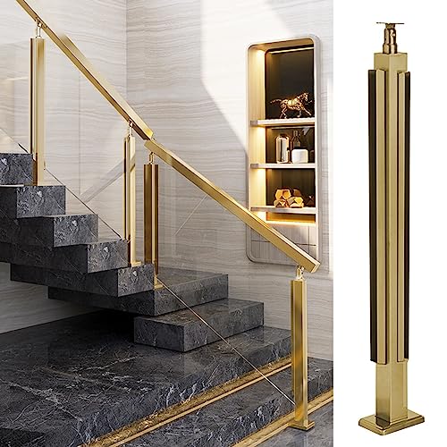 Poteau de balustrade doré de 65cm avec pinces à verre durables