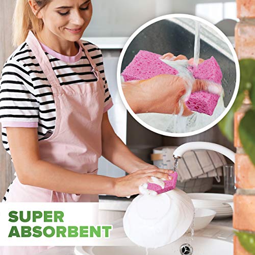 Scrubit Cellulose Scrub Sponge - Kitchen Cleaning Biodegradable Sponges For Dishes,Pans,Pots & More- 6 Pack Dishwashing Sponges - Colors May Vary #TOP6