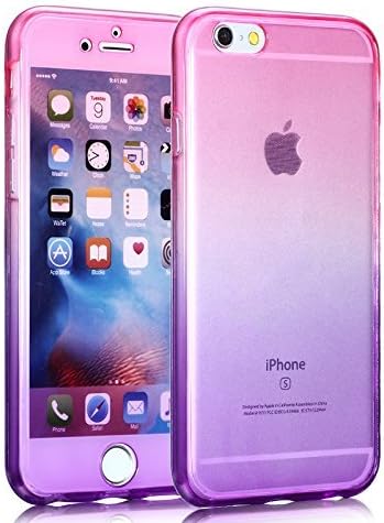 iPhone 7 Plus Case,PHEZEN Shockproof 360 Front and Back Full Body Protection Flexible TPU Bumper Case Anti-Scratch Protective Case for iPhone 7 Plus (2016) 5.5", Gradient Pink Purple