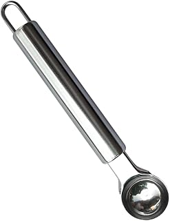 Stainless Steel Melon Baller Fruit Scooper and Ice Cream Scoop with Long Handle Lightweight Kitchen Utensil for Home Cafe and Dessert Decoration 6.7 Inch
