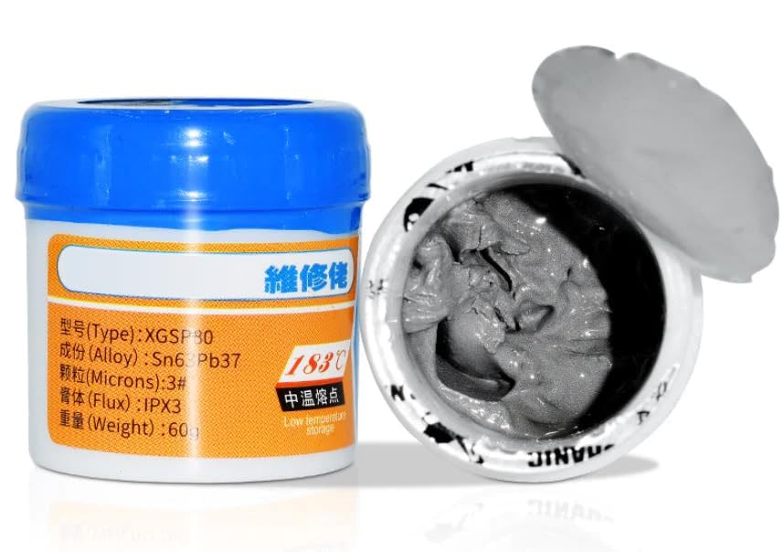Rubik Soldering Paste 60g, Sn63 Pb37, 3# Microns IPX3 Suitable for PCB, Mobile Phone Repair, Chip Planting and BGA Welding (XGSP80)