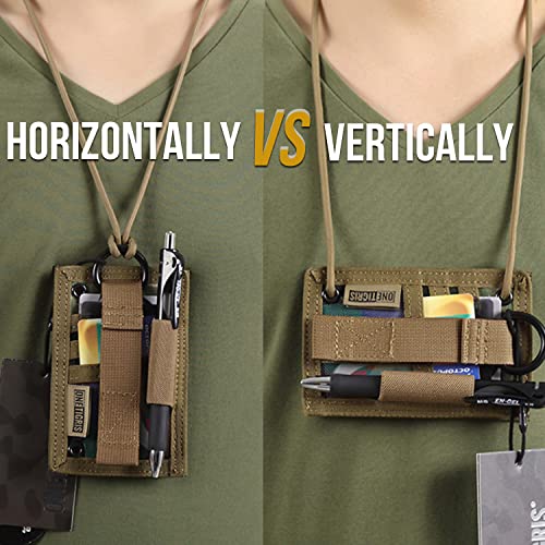 Image of OneTigris Tactical ID Card Holder Hook & Loop Patch Badge Holder Neck Lanyard Key Ring and Credit Card Organizer (Multicam)
