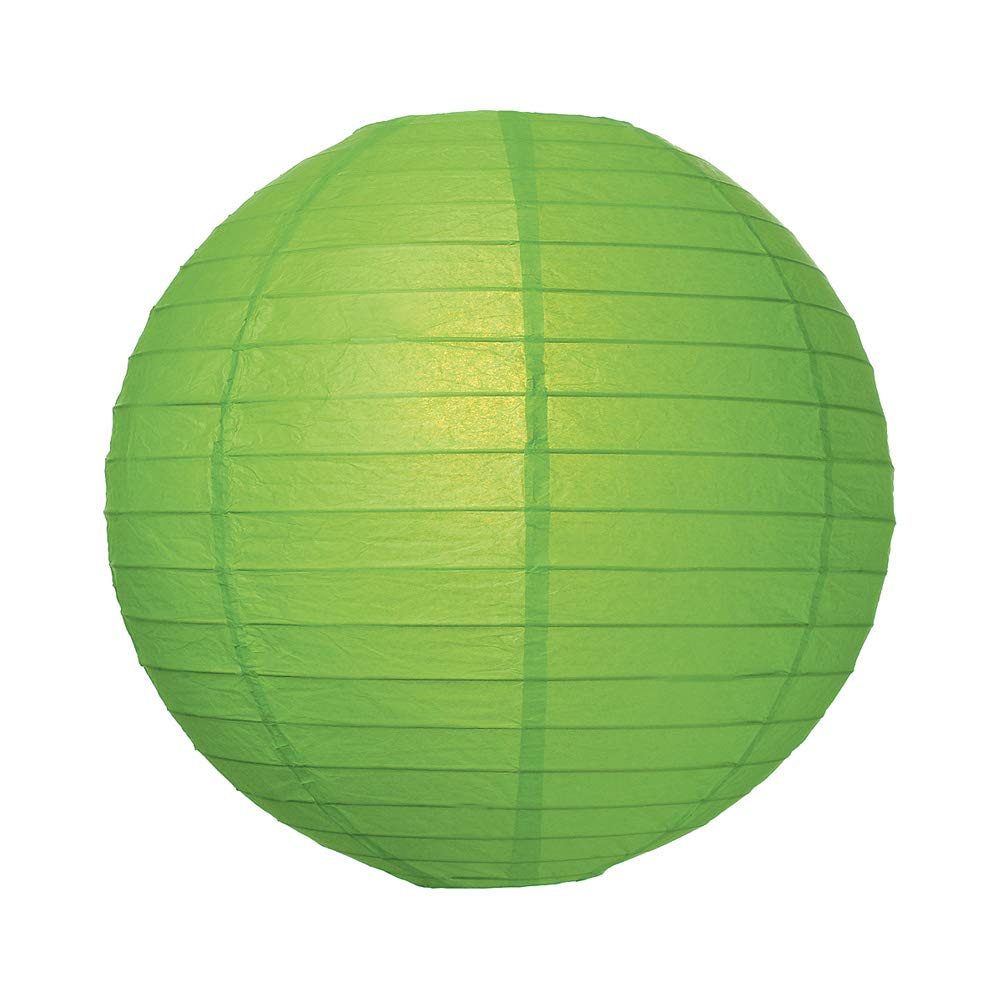 Luna Bazaar Premium Paper Lantern Lamp Shade (16-Inch, Parallel Ribbed, Grass