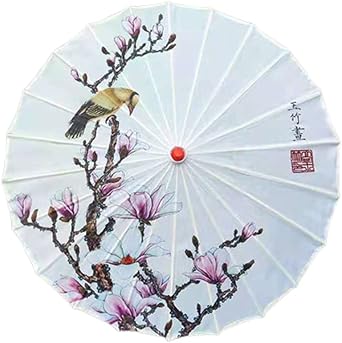 Classical Chinese Style Oil Paper Umbrella Rainproof Umbrella, Parasol with Tassel Pendent Floral Mulitcolor Paper and Bamboo Painted Paper Parasol