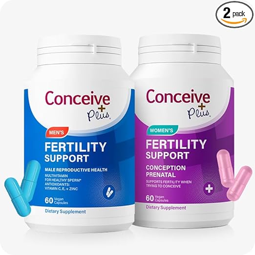 CONCEIVE PLUS Fertility Supplements for Women & Men | 30-Day Supply Fertility Support Bundle | Premium Fertility Vitamins for Male and Female Conception | 2 x 60 Soft Capsules
