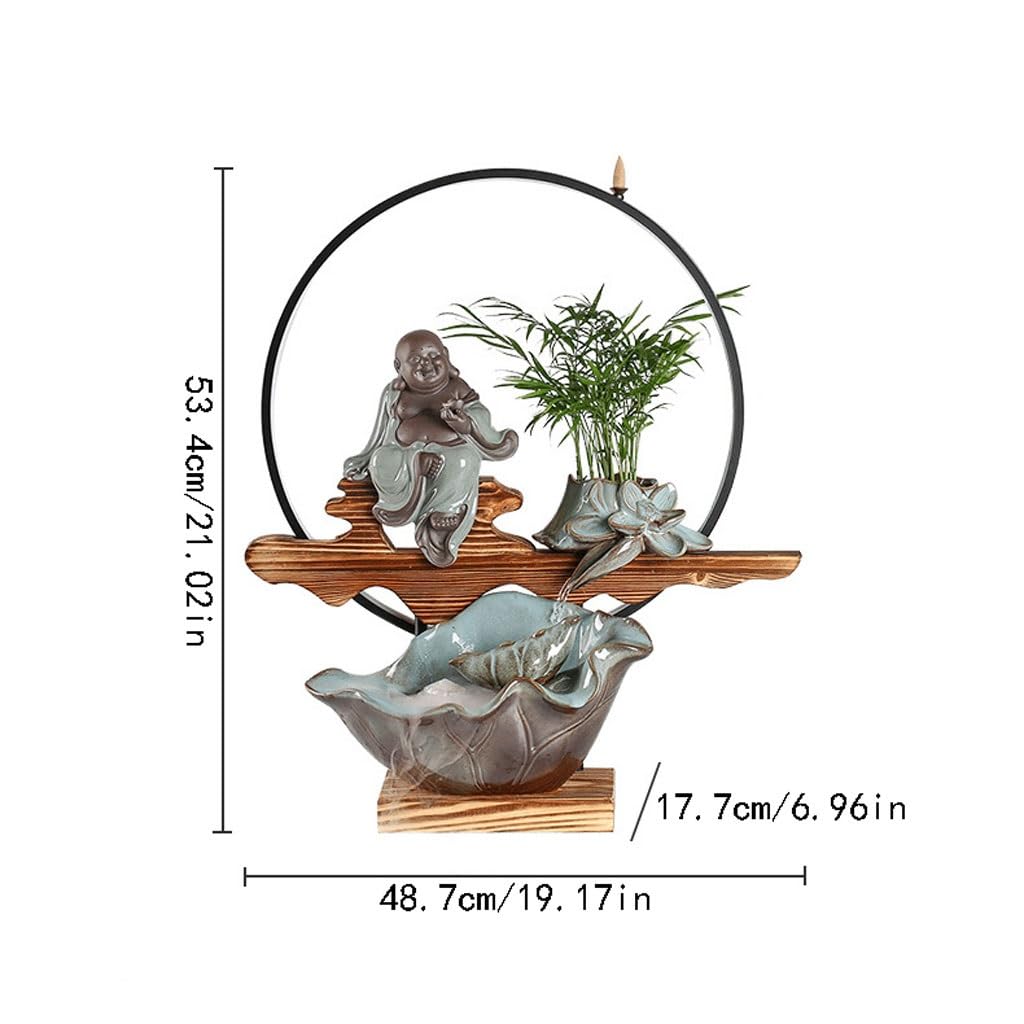 Fuente Decorativa de jardín, Fuente de Agua con Cascada, de cerámica, Feng Shui Zen, decoración para salón, Dormitorio, Oficina