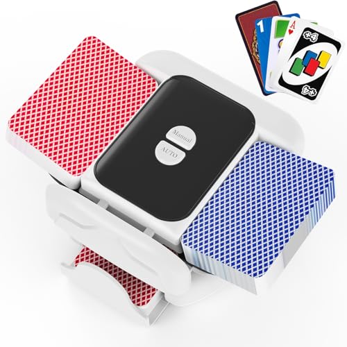 Holiky Mélangeur de Cartes Automatique, Mode Auto/Manuel, Portable et Rechargeable 2600 mAh, Silencieux, Compatible avec UNO, Poker, Blackjack, Skip-Bo