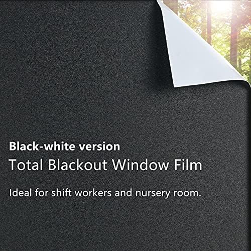 FEOMOS Total Blackout Window Film with Heat Resistant White Side Static Cling 100% Light Blocking Glass Films Cover Room Darkening Romoval 44cm x 200cm