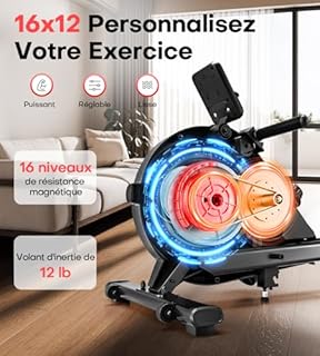 Rameur Musculation D'appartement, MOSUNY 16 Niveaux de Résistance Rameur Magnétique, Glissières doubles améliorées, Ultra silencieux, App-Compatible, LCD-Datenanzeige, Capacité de poids jusqu'à 160 kg