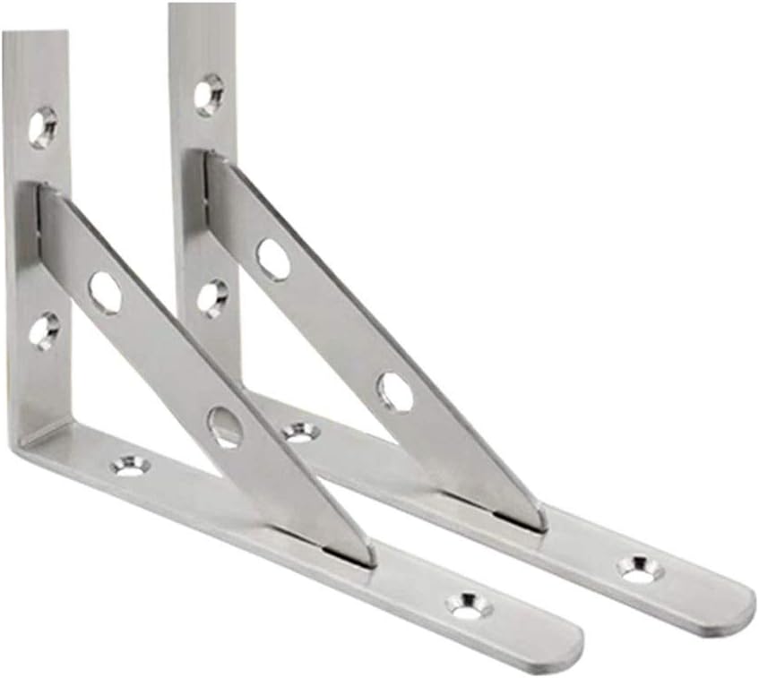 Shelf Bracket, Max Load Heavy Duty Stainless Steel Bracket for Table Bench, Space Saving DIY Bracket,Shelf SupportCornerBraceJoint Right Angle Bracket Pack of 2