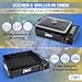 ZMC 2-in-1 Gasgrill & Campingkocher 2,2 kW mit Piezo-Zündung inkl. 4x 227g Gaskartuschen & LPG Adapter – tragbarer Tischgrill mit Grillplatte & Pfanne mit Glasdeckel für Camping, Balkon & Outdoor BBQ
