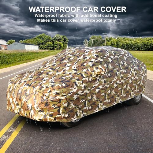 Image of GROOFOO Car Cover Compatible with Maruti Suzuki Celerio | Camouflage, Waterproof, Dustproof, UV Protection | Military Jungle Design | Custom Fit, Triple Stitched | All Weather Body Cover