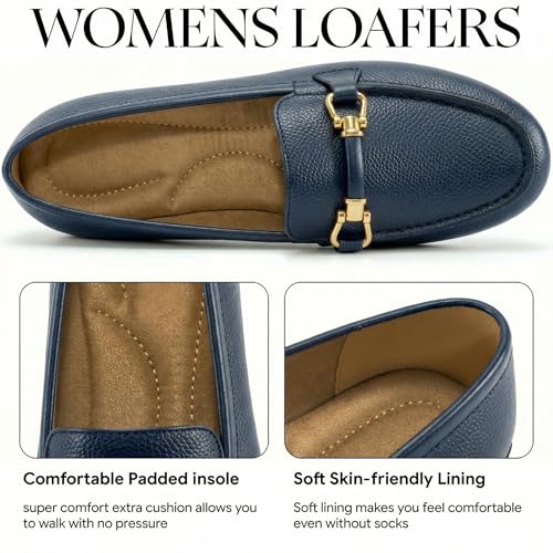 Image of HARENCE Loafers for Women Comfortable Slip On Business Work Flats Shoes Casual Driving Moccasins Penny Loafer