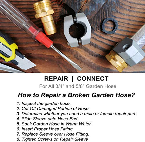 PLG Garden Hose Repair Kit,Connector,Adapter,Heavy Duty Male/Female Hose Mender,for All 3/4" 5/8" Garden Hose
