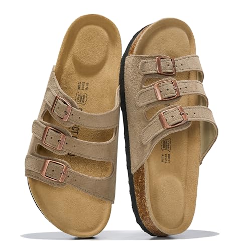 Project Cloud 100% Genuine Leather Summer Slide Sandals for Women – Capri Style Slip-On Comfort