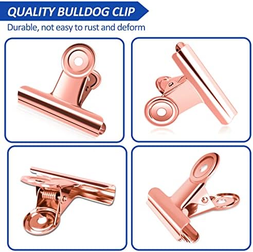 10 Pack Large Metal Hinge Clips 2.5 Inches Bull Hinge Paper Clips Bulldog Clips for Crafts, Photo, Drawing, Food Bags at Home, Office, School, Shop, Rose Gold, 63mm — view 4