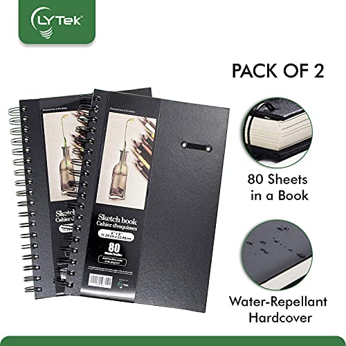 Lytek Sketch Books,Sketchbook Hardcover For Drawing And Sketching, With Spiral Wire And Pencil Loop, Acid Free Paper And Perforated Line,6X9 Inches,Perfect For Dry Media. #TOP3