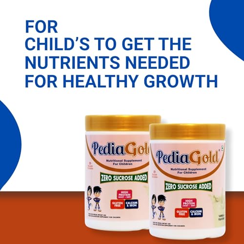 Image of PediaGold Nutrition Mix Powder for Children | For 2-14 Years | Vanilla-400g | Zero Sucrose | 6g protein per serving | Supports Overall Health Boosts Immunity | Nutritional Supplement for Kids Growth
