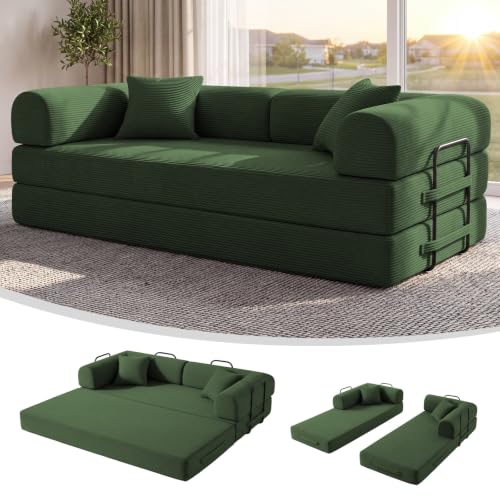 NNQ 79" Boneless Couch Bed,6-in-1 Convertible Futon Sleeper Sofa Bed