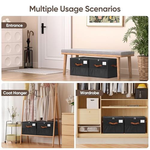 MSTONAL Shoe Organizer for Closet, 1 Pack Shoe Storage Container with Adjustable Dividers, Space Saving Shoe Box Storage Organizer Bin with Clear Lid and 4 Handles, Fits 8-16 Pairs, Pure Black - Image 7