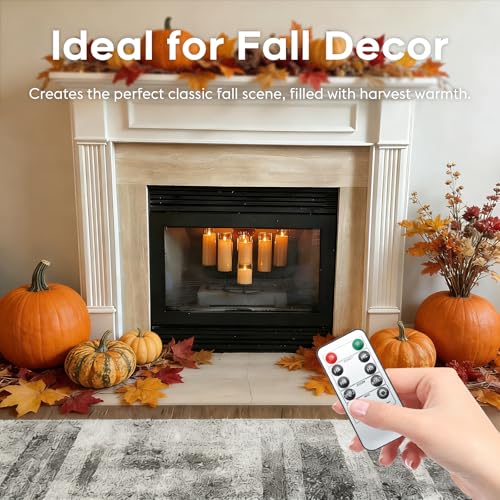 Fo32won Amber LED Flameless Pillar Candles Battery Operated with Remote Timer, 5 Pack 3D Flickering Acrylic Candles for Home Living Room Bedroom Fireplace Wedding Party Holiday Decor & Gift by Fo32won - Image 5