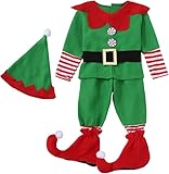Disfraz De Elfo Infantil - Kit Disfraz Elfos - Disfraces De Duende Navideño para Niño Y Niña - Disfraces De Elfos Navideños para Niños - Traje De Ayudante De Papá Noel De Navidad