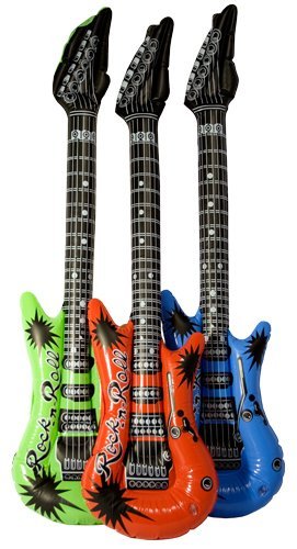 Big 42 Inch Inflatable Electric Guitar Toy 12 Pack - Inflate Guitars Stocking Stuffers