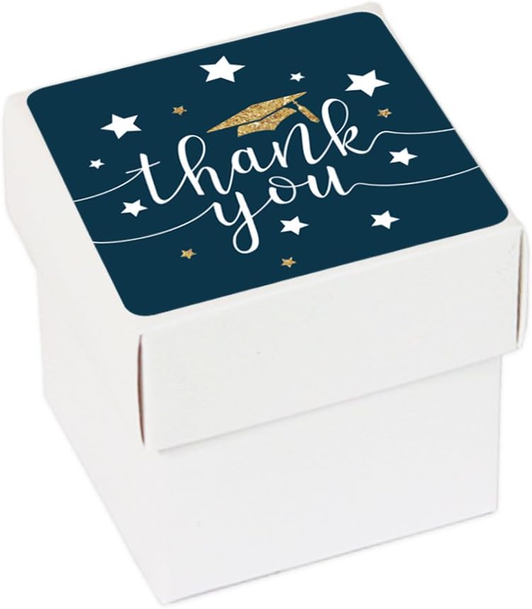 Andaz Press Navy Blue and Gold Glittering Graduation Party Collection, Favor Box DIY Party Favors Kit, Graduation Thank You, 20-Pack