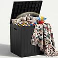 EFU Outdoor Storage Box 38 Gallon Deck Box (Indoor & Outdoor) Lockable UV Resistance Waterproof Resin Storage Bin Storage Box for Outdoor,Patio Storage(Black)