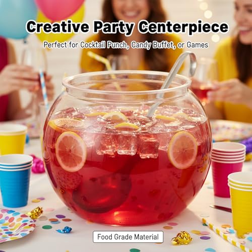 Image of 1 Gallon Plastic Fish Bowl, Shatterproof Clear Round Goldfish Betta Tank, Small Bubble Bowl Vase for Centerpiece, Candy Jar, Carnival Game & Party Drink Container